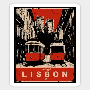 Lisbon Tram - Vintage Japanese-Style Portuguese Travel Art Sticker